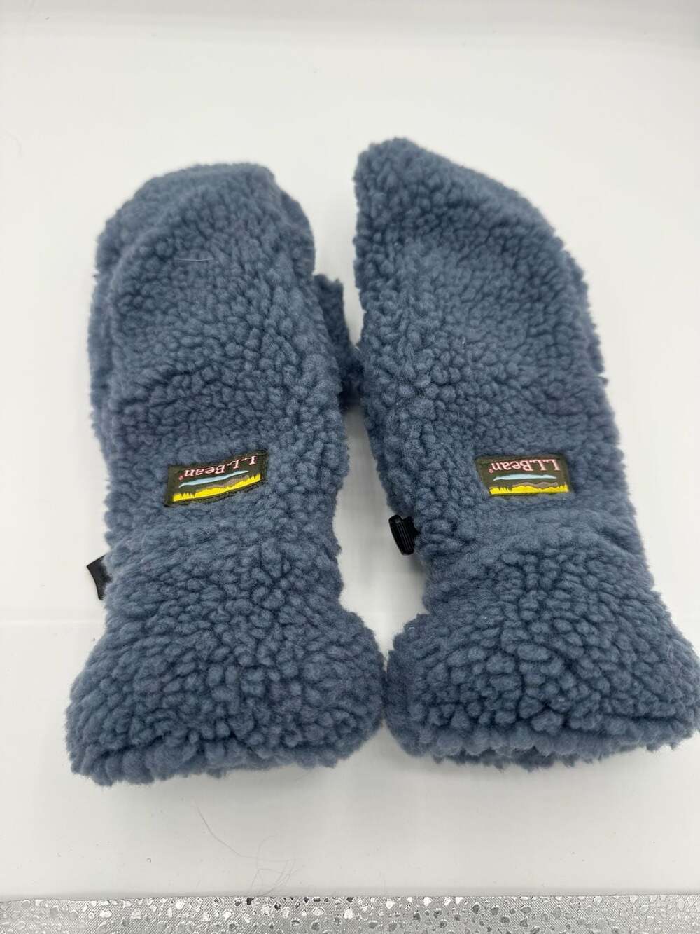 L.L. Bean Kids Mountain Pile Fleece Sherpa Mittens Blue Size S